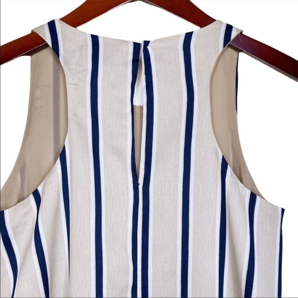LULU’S Mini Broad Horizons Striped Shift Dress Size Small in Tan and Navy Stripe - Picture 10 of 15
